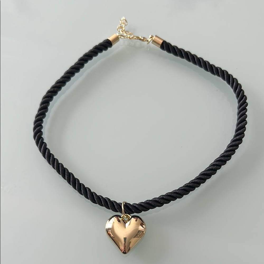 Heart Pendant Rope Necklace A950 - Picture 2 of 2
